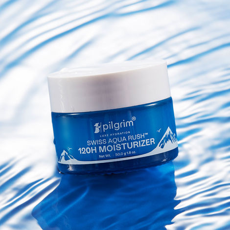 Pilgrim Swiss Aqua Rush 120H Moisturizer for face | Strengthens skin barriers | Plump & glowing skin| 120 Hrs of Increased Hydration | 50 gm