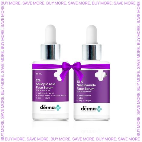 The Derma co. 10% Niacinamide Face Serum for Acne Marks + The Derma co.2% Salicylic Acid Face Serum for Active Acne Marks