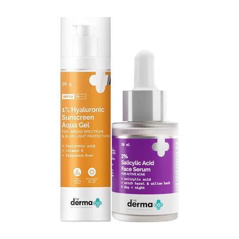 The Derma Co.2% Kojic Acid Face Serum with 1% Alpha Arbutin & Niacinamide (30 ml) + The Derma Co.1% Hyaluronic Sunscreen Aqua Ultra Light Gel with SPF 50 PA++++ - 50g