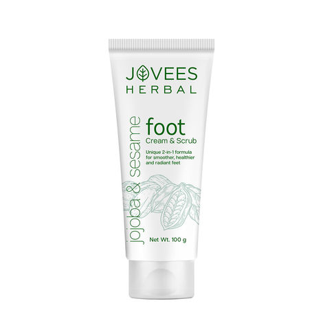 Jovees Herbal Foot Care Cream & scrub |Unique 2-in-1 Formula | With Jojoba, Lemongrass & Rosemary Extract | Hydrates & Prevents Cracked Heels 100gm