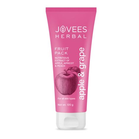 Jovees Herbal Apple & Grape Fruit Pack | With Apple, Apricot & Peach Extracts | For Uneven Skin Tone | For All Skin Types | 120gm