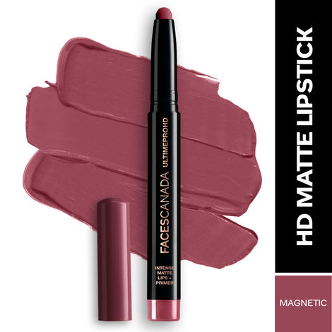 FACES CANADA Ultime Pro HD Intense Matte Lipstick + Primer - Magnetic, 1.4g | 9HR Long Stay | Feather-Light Comfort | Intense Color | Smooth Glide