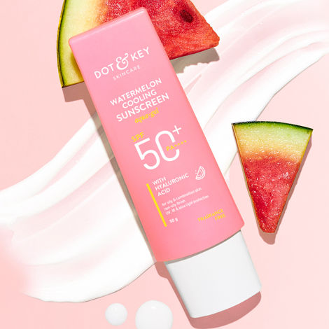 Dot & Key Watermelon Cooling Sunscreen SPF 50 PA+++ | Face Sunscreen Suitable for Oily & Combination Skin | No White Cast, Boosts Vitamin D Absorption & Quick Absorbing - 50g