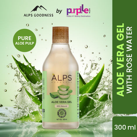 Alps Goodness Aloe Vera Gel infused with Rose Water 300 ml I Natural Moisturizer I For Soft Skin I Soothing & Refreshing I For All Skin & Hair Types I Leave-In Conditioner