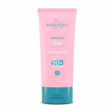 Aqualogica Radiance+ Dewy Sunscreen with SPF 50+ & PA+++ for UVA/B Protection & No White Cast - 80g