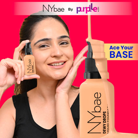 NY Bae Dewy Drops Foundation - Espresso 07 (30 ml) | Dusky Skin | Cool Undertone | Full Coverage | Long Lasting | Non-Transfer