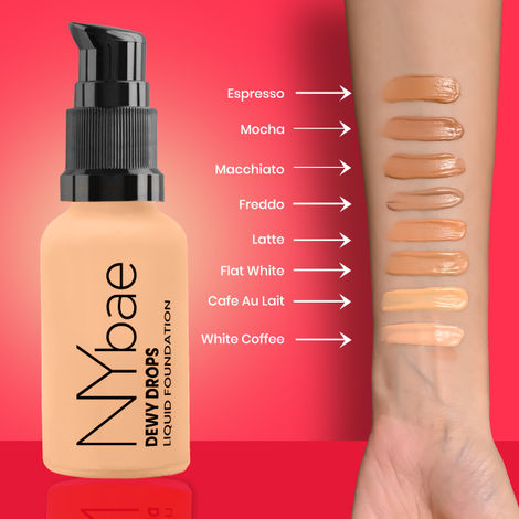 NY Bae Dewy Drops Foundation| Natural Finish Everyday Glow |Lightweight  Concealer Moisturising Flat White 01 (30 ml)