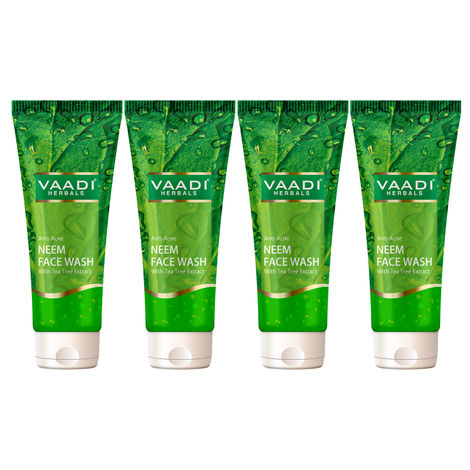Vaadi Herbals Value Pack Of Anti-Acne Neem Face Wash With Tea Tree Extract (60 ml X 4)
