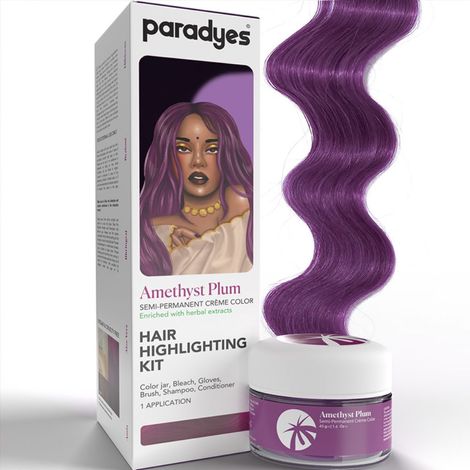 Paradyes Ammonia Free Semi-permanent Hair Color Highlighting Kit (Amethyst Plum)