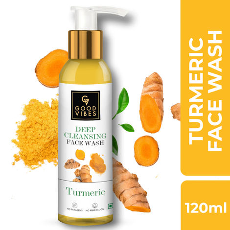 Good Vibes Turmeric Deep Cleansing Face Wash | Hydrating, Moisturizing, Brightening | No Parabens, No Mineral Oil, No Animal Testing (120 ml)