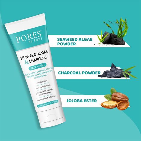 PORES Be Pure Charcoal Face Wash With Seaweed Algae Skin Purify