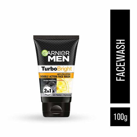 Garnier Men Turbo Bright Anti-Pollution Double Action Facewash, 100g