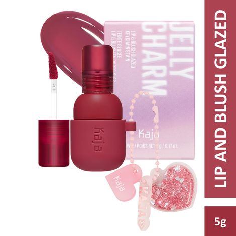 KAJA JELLY CHARM | Lip Stain & Blush | With Keychain Combo | 02 Squeeze Guava 5 g | Lipstick, Cruelty-free, Vegan, Paraben-free, Sulfate-free, Phthalates-free, K-Beauty, Korean Beauty