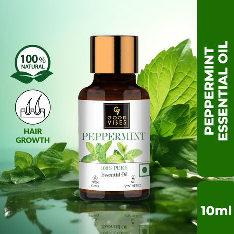 Good Vibes Peppermint 100% Pure Essential Oil | Anti-Fungal, Hair Growth, Cures Skin | 100% Vegetarian, No Synthetics, No Animal Testing (10 ml)
