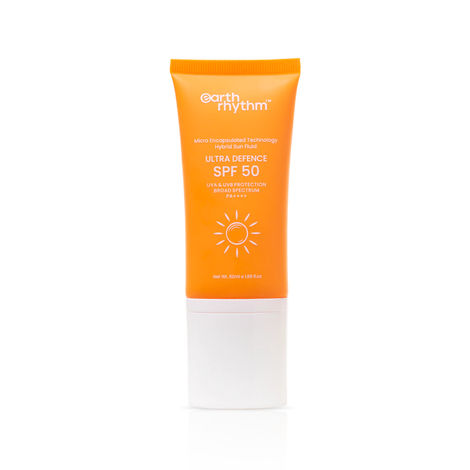 Earth Rhythm Ultra Defence Hybrid Sun Fluid SPF 50 PA+++ (Tube) | UVA UVB Sun Protection, Non Sticky, No Tint | for All Skin Types | Men & Women - 50 ML