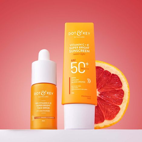 Dot & Key Bestselling Vitamin C+E Glow Essential Duo - 70g | Face serum, SPF 50 Suncreen