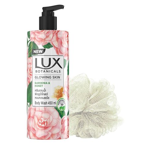 Lux Botanicals Gardenia & Honey Body Wash for Glowing Skin, 450ml (Free Loofah)