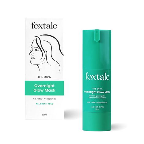 Foxtale The Diva Over Night Glow Mask | with AHA, PHA & Provitamin B5 | for All Skin Types - 30ml