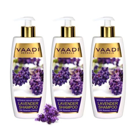 Vaadi Herbals Value Pack Of 3 Lavender Shampoo With Rosemary Extract-Intensive Repair System (350 ml * 3)
