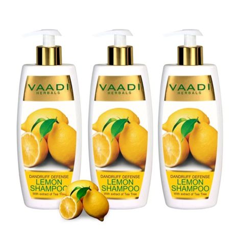 Vaadi Herbals Value Pack Of 3 Dandruff Defense Lemon Shampoo With Extracts Of Tea Tree (350 ml * 3)