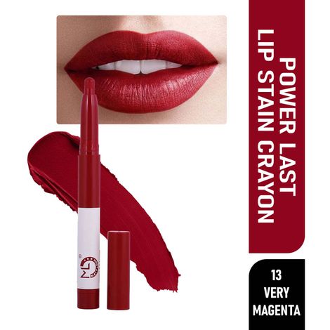 Matt look Power Last Lip Stain Crayon Lipstick, Rich Colour, Non Transfer, Mask Proof & Luxurious Creamy Matte, Very Magenta (1.3g)