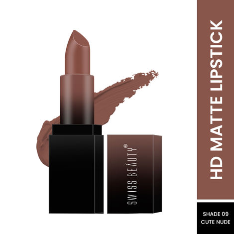 Swiss Beauty HD Matte Lipstick Cute Nude 09 (3.5 g)