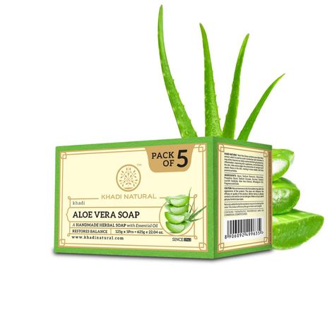Khadi Natural Aloe Vera Handmade Soap| Hydrate & Moisturize Skin (Pack of 5) - 625 g