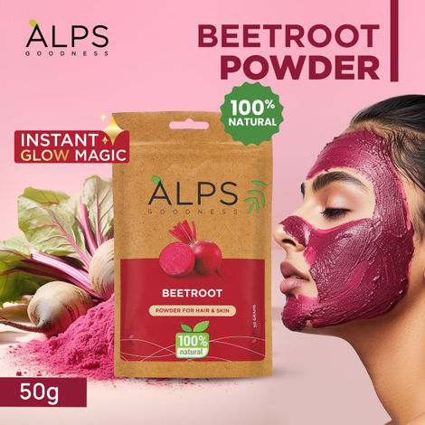 Alps Goodness Powder - Beetroot (50 g) | 100% Natural Powder | No Chemicals, No Preservatives, No Pesticides | Hair Mask or Face Mask | Nourishes hair follicles | Face Pack for brightening skin | Hair Spa