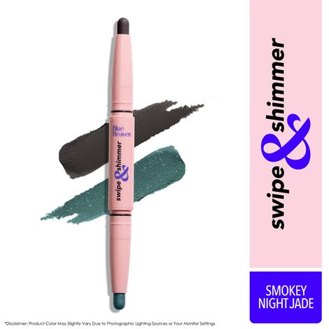 Blue Heaven Swipe & Shimmer Long Lasting Non Transfer Eyeshadow Stick | Matte & Matallic Shades , Smoky Night Jade (2.2 g)