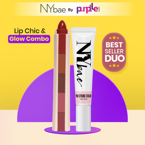 NY Bae Lip Chic & Glow Combo | Pink Strobe Cream | 5in1 Lipstick | Lip & Cheek Tint | Nude & Brown Lip Crayon | Korean Skin | NY Bae Makeup Kit