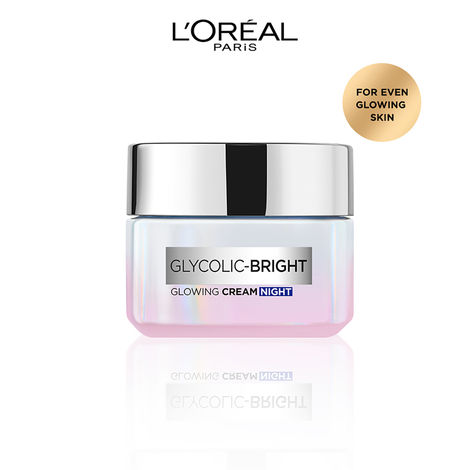 L'Oreal Paris Glycolic Bright Glowing Night Cream, 50ml | Overnight Cream with Glycolic Acid for Dark Spot Removal & Glowing Skin