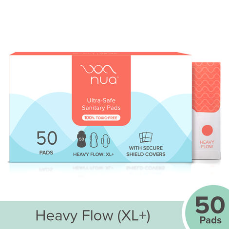 Nua Ultra Thin Rash Free Sanitary Pads Bulk Pack, 50 Large Pads || Zero Toxins || Free Disposal Cover (Pack of 50 Pads)