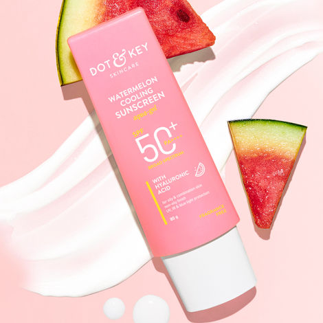 Dot & Key Watermelon Cooling Sunscreen SPF 50 PA++++ for Moisturized Skin, No White Cast, Boosts Vitamin D Absorption & Quick Absorbing - 80g