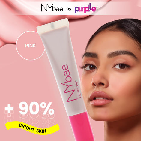 NY Bae Pro Primer | Pink Colour Corrector | Face Primer | Glowing Korean Skin | Brightens Face | Fair Skin Tone | Pore Minimising | Long Lasting Makeup