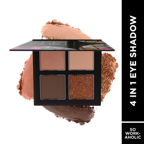 FACES CANADA 4 IN 1 Quad Eyeshadow Palette - So workaholic 02, 4.8g | Shimmer & Matte Shades | Satin Matte Finish Eye Shadow Quartet | Intense Pigment | Long Lasting | Vitamin E Enriched | Vegan