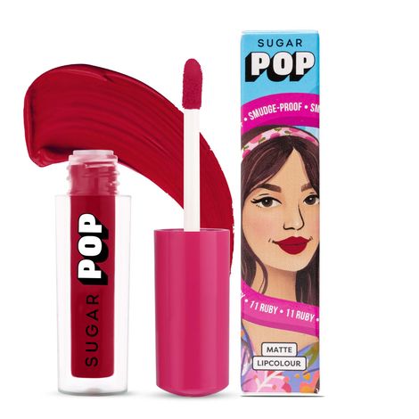 SUGAR POP Matte Lipcolour - 11 Ruby (Ruby Red) – 1.6 ml - Lasts Up to 8 hours l Red Lipstick for Women l Non-Drying, Smudge Proof, Long Lasting