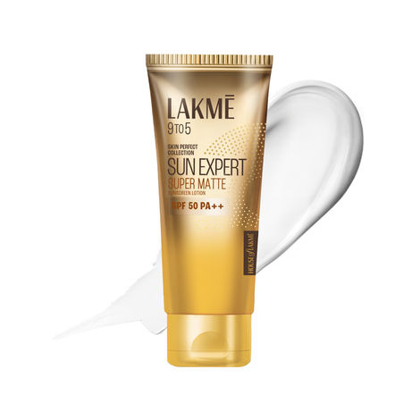 Lakme Sun Expert Super Matte Lotion Sunscreen SPF 50 PA+++ with Niacinamide & Vit C | Broad spectrum UVA/B protection | Blue light protection | No White Cast | for all dry, normal skin| 50ml