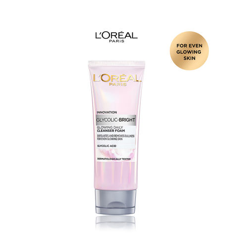 L'Oreal Paris Innovation Glycolic- Bright Glowing Daily Cleanser Foam, 50 ml | Glycolic acid, Exfoliates and Removes Dullness for even glowing skin