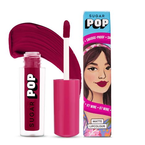 SUGAR POP Matte Lipcolour - 07 Wine (Berry Red) – 1.6 ml - Lasts Up to 8 hours l Red Lipstick for Women l Non-Drying, Smudge Proof, Long Lasting