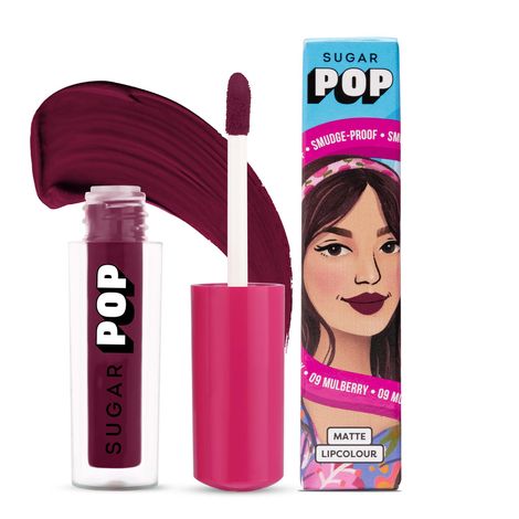 SUGAR POP Matte Lipcolour - 09 Mulberry (Brownish Red) a€“ 1.6 ml - Red Lipstick for Women l  Smudge Proof