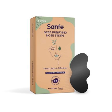 Sanfe Deep Purifying Nose Strips for Women - Pack of 6 with Fuji Green Tea & Witch Hazel Extracts