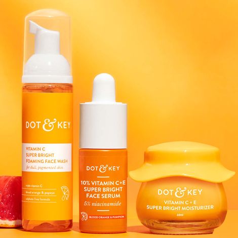 DOT & KEY Vitamin C + E Skin Care Gift Set - 160g | Face Wash, Serum, Moisturizer