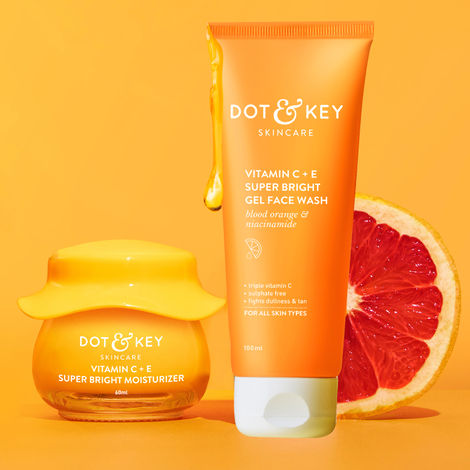 Dot & Key Vitamin C+E Super Bright Glow Skin Care Combo - Pack of 2 - 160g | Face Moisturizer & Face Wash