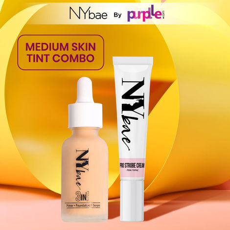 NY Bae Strobe Skin Tint Combo - Medium Skin | Strobe Pink Topaz (12 g) | Warm Cashew Foundation 03 (30 ml)| Skin Tint | Glowy Korean Skin | Medium Skin Tone | Everyday Makeup Kit