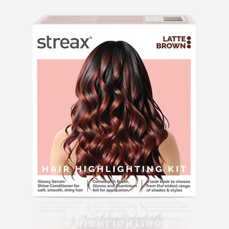 Streax Ultralights Hair Colour Highlight Kit Brown Hair Colour Latte Brown Pack of 1 I Enriched with Walnut Argan Oil I Hair Colour for Women