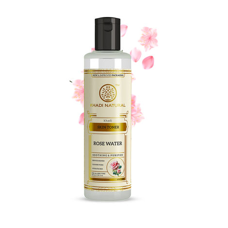 Khadi Natural Rose Water Herbal Skin Toner| Prevents Acnes, Pimples & Blackheads - (210ml)
