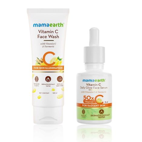 Mamaearth Vitamin C Illumination Combo: Vitamin C Face Wash (100 ml) + Vitamin C Daily Glow Face Serum (8 ml)
