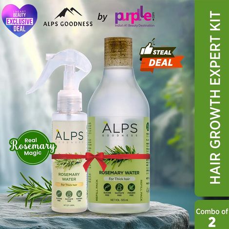 Alps Goodness Hair Growth Expert Kit (Pack of 2) with Rosemary Water Spray (100 ml) & Rosemary Water Refill (305 ml) | Hair Regrowth | Viral Rinse | Easy to use