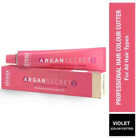 Streax Professional Argan Secret Hair Colourant Cream Colour Cutter - Violet (60 g)