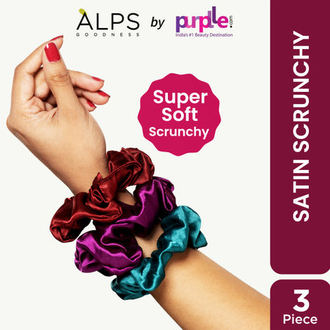 Alps Goodness Super Soft Satin Scrunchies (Pack of 3) | Frizz-Free Hair | No Hair Breakage